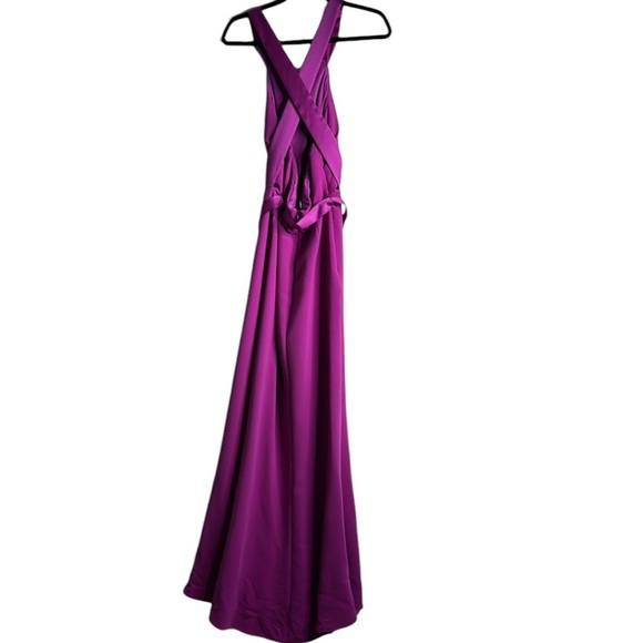 WHITE Vera wang halter cress cross back halter maxi dress s 8 purple formal - Picture 3 of 11